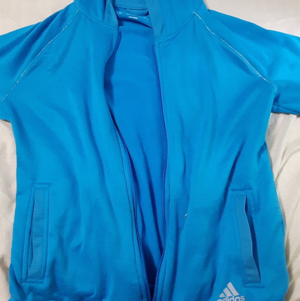 A medium, blue, Adidas, zip up hoodie